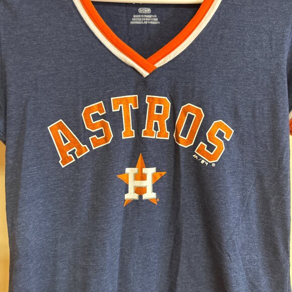 Houston Astros Womens V-Neck T-Shirt By Majestic Fan Fashion Size S Cotton/Poly - Picture 2 of 7